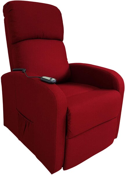 Poltrona Alzapersona Elettrica 1 Motore 65x75x101 cm in Tessuto Rossa