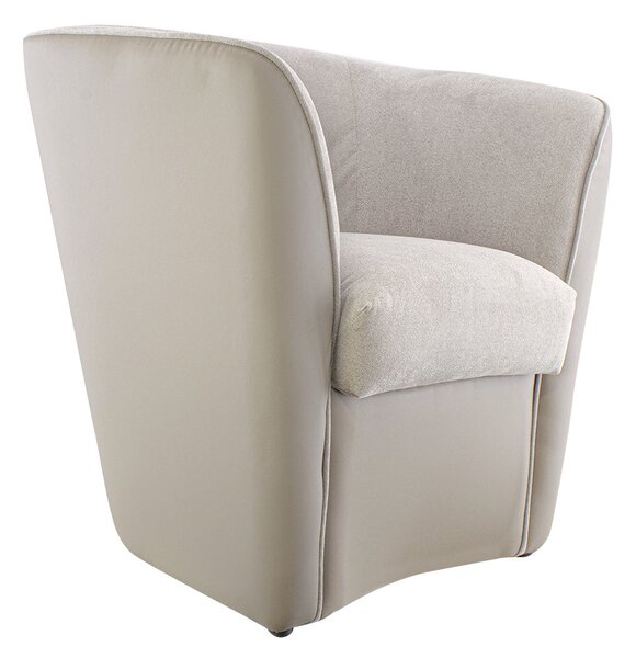 Poltroncina a Pozzetto 70x67x76 cm in Tessuto e Similpelle Tortora