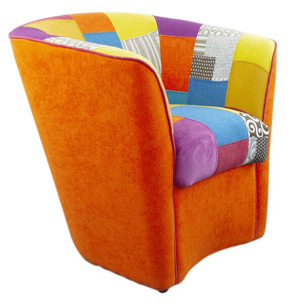 Poltroncina a Pozzetto 70x67x76 cm in Tessuto e Similpelle Arancione