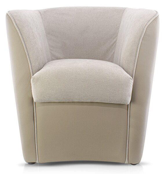 Poltroncina a Pozzetto 70x67x76 cm in Tessuto e Similpelle Tortora