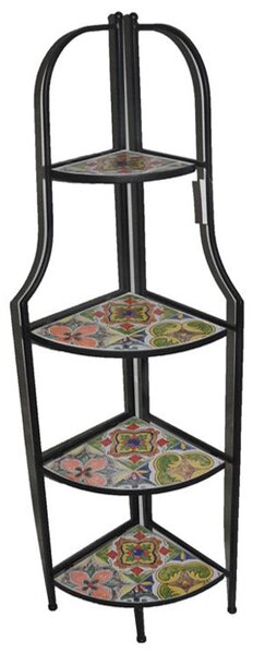 Portapiante ad Angolo 4 Ripiani da Giardino 30x41x131 cm in Metallo con Mosaico