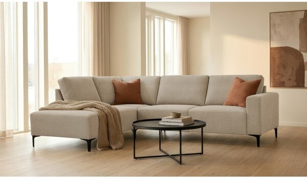 Divano angolare marrone chiaro (con penisola a sinistra/a L) con rivestimento in ciniglia Fabian – Scandic