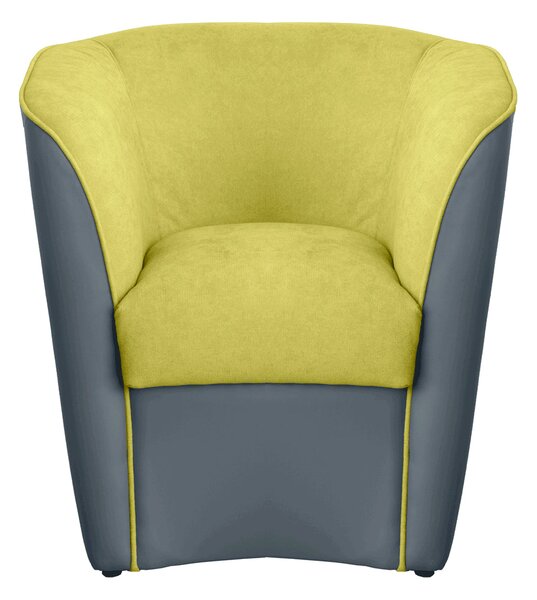 Poltroncina a Pozzetto 70x67x76 cm in Tessuto e Similpelle Grigio e Verde