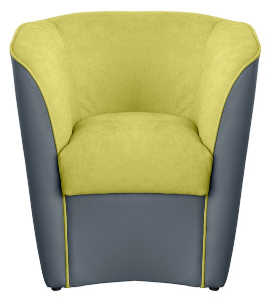 Poltroncina a Pozzetto 70x67x76 cm in Tessuto e Similpelle Grigio e Verde