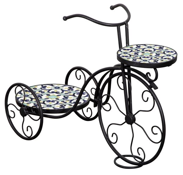 Portavasi Bicicletta da Giardino 28x67x49 cm in Metallo con Mosaico