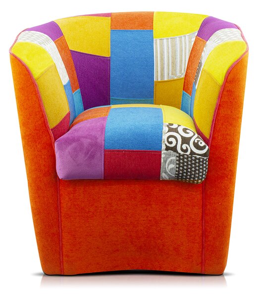 Poltroncina a Pozzetto 70x67x76 cm in Tessuto e Similpelle Arancione