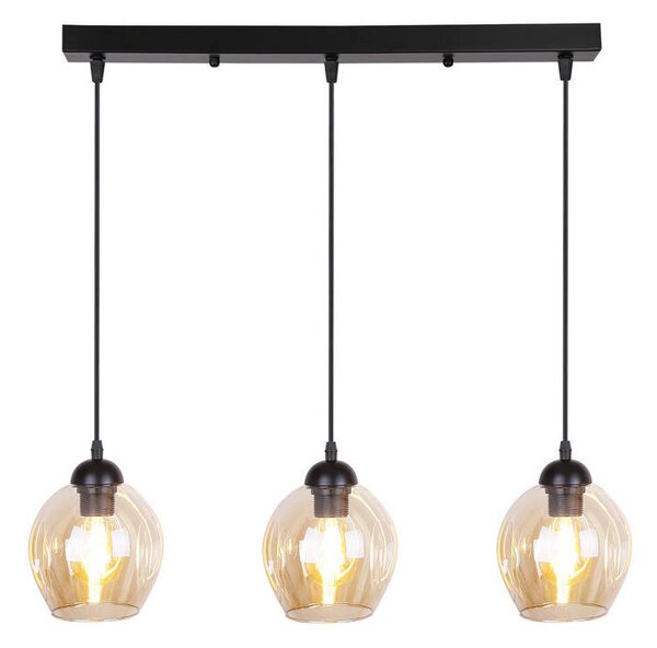 Lampadario ASPA nero e marrone 3xE27x40W in vetro, dimensioni: 100x70x14 cm, IP20, Candellux