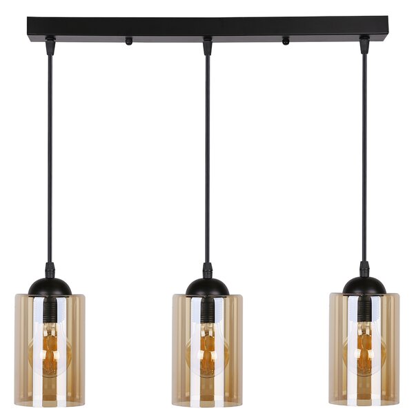 Candellux Lampadario a sospensione nero e marrone Bistro per lampadina 3x E27 33-00545