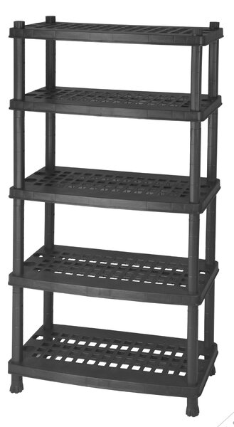 Scaffale 5 Ripiani 40x80x188 cm in Resina Nero