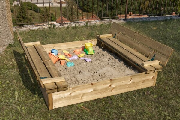 Sabbiera da Esterno 112x112 cm in Legno