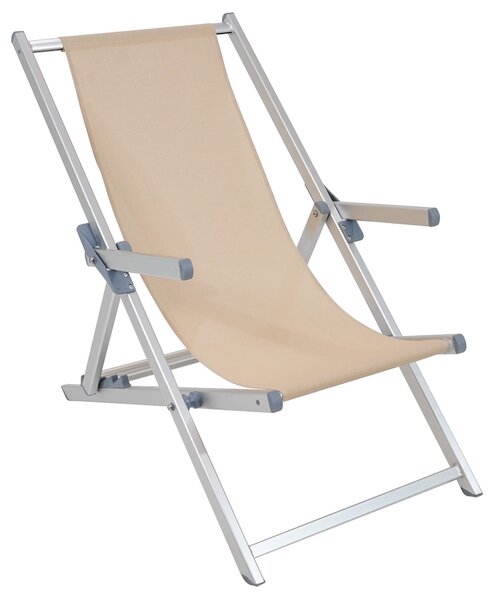 Sdraio da Giardino Pieghevole 98x67x106 cm in Alluminio e Textilene Olaf Taupe