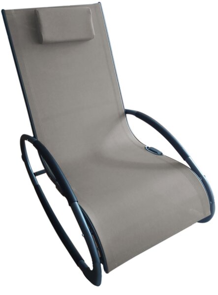 Sedia a Dondolo da Giardino 113x62x58 cm in Metallo e Textilene Tortora