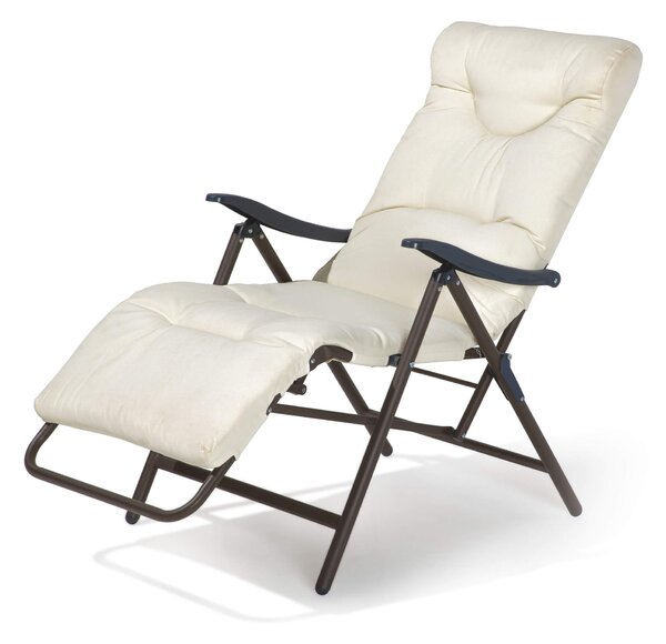 Sedia Sdraio Pieghevole da Giardino 87/141x62x80/106,5 cm Seduta Imbottita Beige