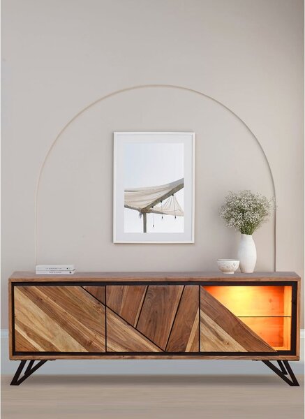 Mobile TV di colore naturale in acacia massiccia 150x51x40 cm Ambala – Interia Home & Living