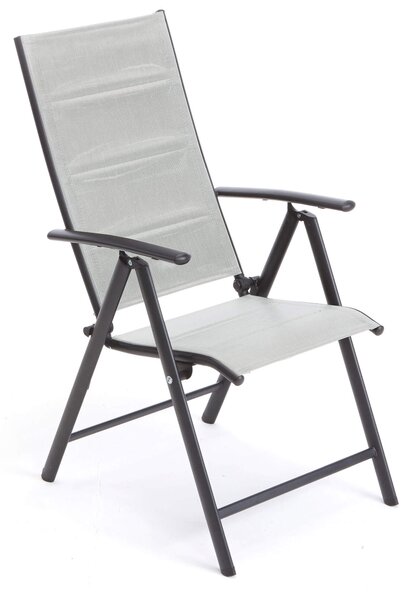 Sedia Pieghevole da Giardino 68x55x105 cm in Acciaio e Textilene Grigio
