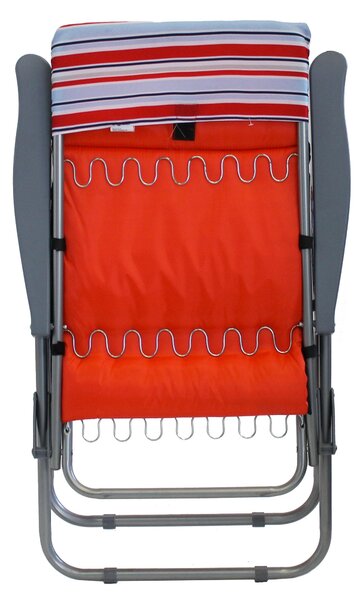 Sedia Sdraio da Giardino 68x58x106 cm Reclinabile 5 Posizioni con Cuscino Rigato Rosso