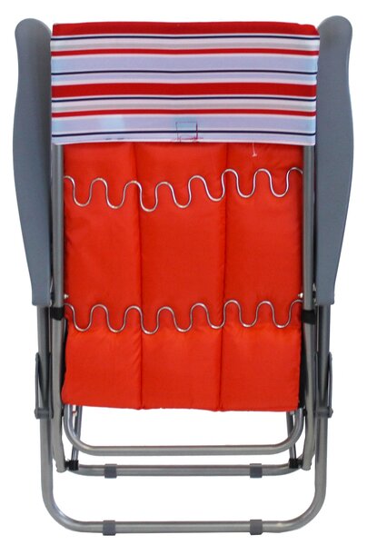 Sedia Sdraio da Giardino 77x58x106 cm Reclinabile 5 Posizioni con Cuscino Rigato Rosso