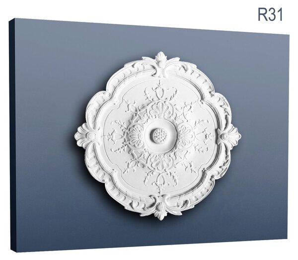 Orac R31 Luxxus Rosone Decorativo Profilo Stucco Soffitto Parete Elemento Decorativo Bianco Alta Qualità Stabile | 38,5 Cm Diametro