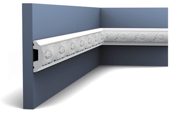 Orac Decor P1020 Luxxus Modanatura per pareti resistente agli urti Modanatura in stucco di frisite Profilo decorativo per pareti Ornamento a foglie in rilievo | 2 metri