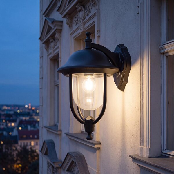 Luce da esterno nera IP43 E27 alluminio casa rustica giardino lampada da parete