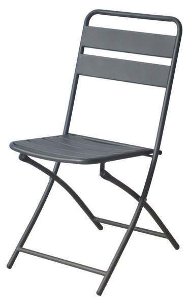 Set 2 Sedie Pieghevoli da Giardino 50x42x85 cm in Acciaio Grigio Scuro
