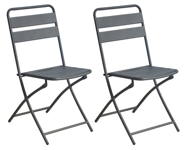 Set 2 Sedie Pieghevoli da Giardino 50x42x85 cm in Acciaio Grigio Scuro
