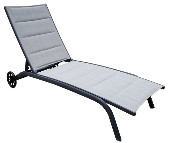 Set 2 Lettini Prendisole da Giardino 194x71x83 cm in Alluminio e Textilene Grigio