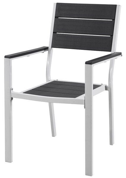 Set 2 Sedie da Giardino 60x55,5x88,5 cm con Braccioli in Acciaio e Plastica Stampata Bianco e Grigio Scuro