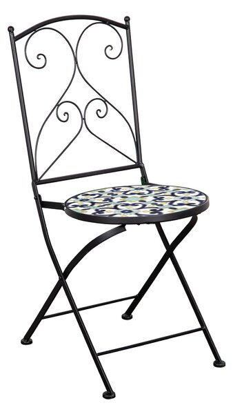Set 2 Sedie Pieghevoli da Giardino 38x38x92 cm in Metallo con Mosaico