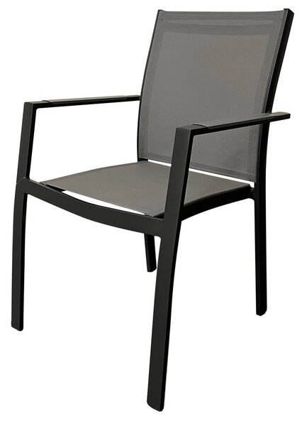 Set 4 Sedie da Giardino 57,5x59x89 cm in Alluminio e Textilene Grigio Scuro