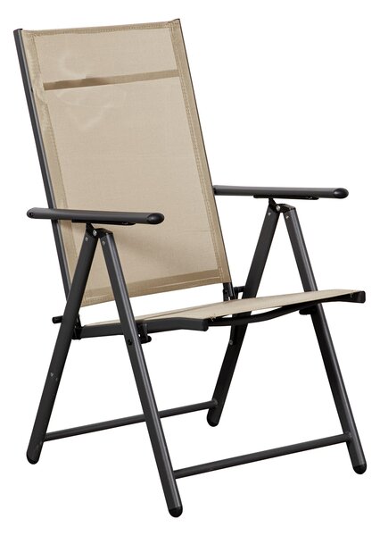 Set 2 Sedie Pieghevoli da Giardino 57x67x107 cm in Metallo e Textilene Beige