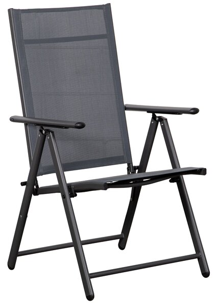 Set 2 Sedie Pieghevoli da Giardino 57x67x107 cm in Metallo e Textilene Grigio