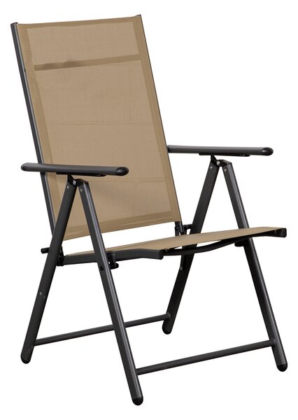 Set 2 Sedie Pieghevoli da Giardino 57x67x107 cm in Metallo e Textilene Taupe