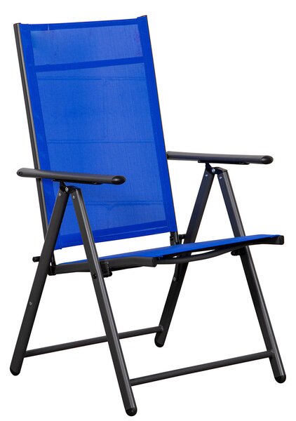 Set 2 Sedie Pieghevoli da Giardino 57x67x107 cm in Metallo e Textilene Blu