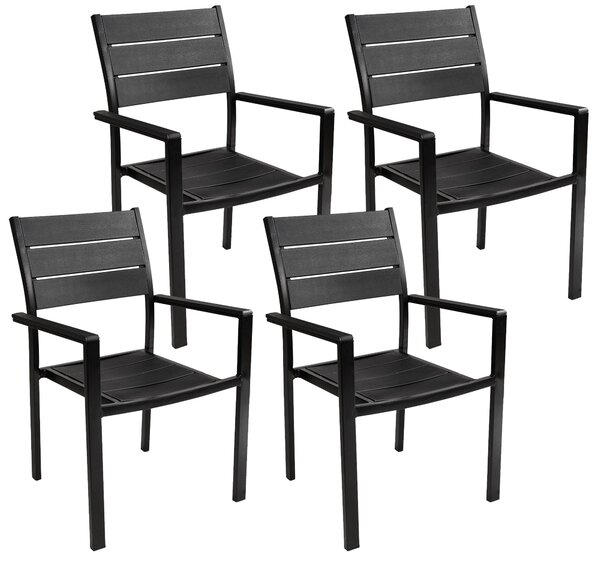 Set 4 Sedie da Giardino 58x55,5x88,5 cm in Polietilene e Metallo Nero