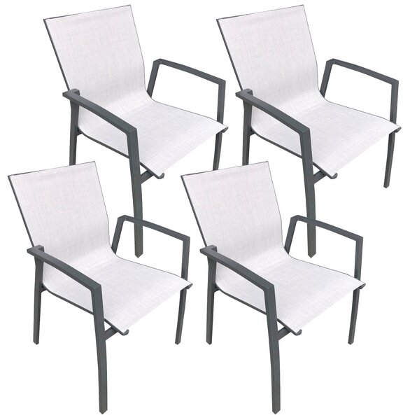 Set 4 Sedie da Giardino 59x57x88 cm in Alluminio e Textilene Grigio