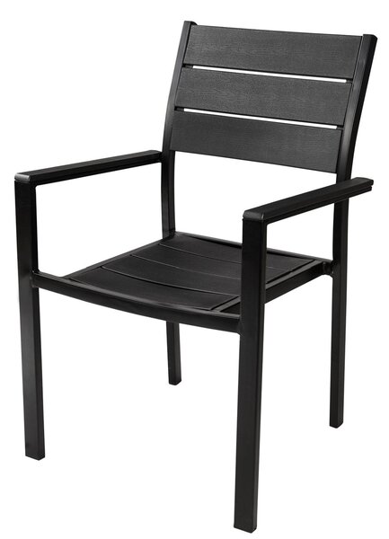 Set 4 Sedie da Giardino 58x55,5x88,5 cm in Polietilene e Metallo Nero
