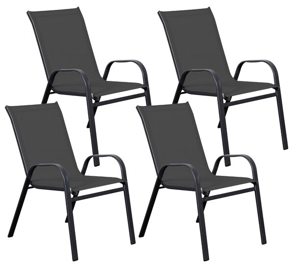 Set 4 Sedie da Giardino 67x57x107 cm in Metallo e Textilene Grigio