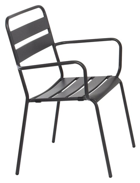 Set 4 Sedie da Giardino 57x50x86 cm in Acciaio Verniciato Grigio