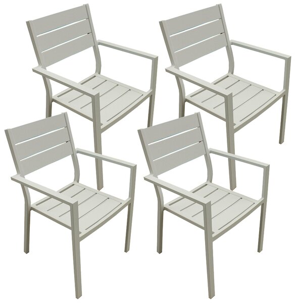 Set 4 Sedie da Giardino 57x59x87 cm in Alluminio e Textilene Bianco