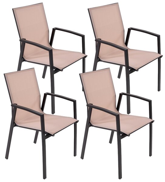 Set 4 Sedie da Giardino 59x57x88 cm in Alluminio e Textilene Grigio