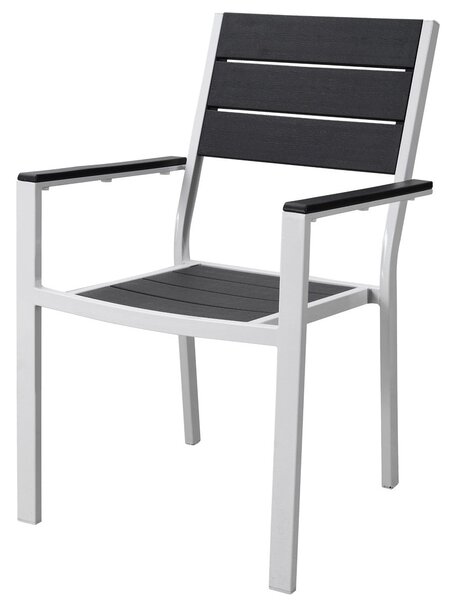 Set 4 Sedie da Giardino 58x55,5x88,5 cm in Polietilene e Metallo Grigio e Bianco
