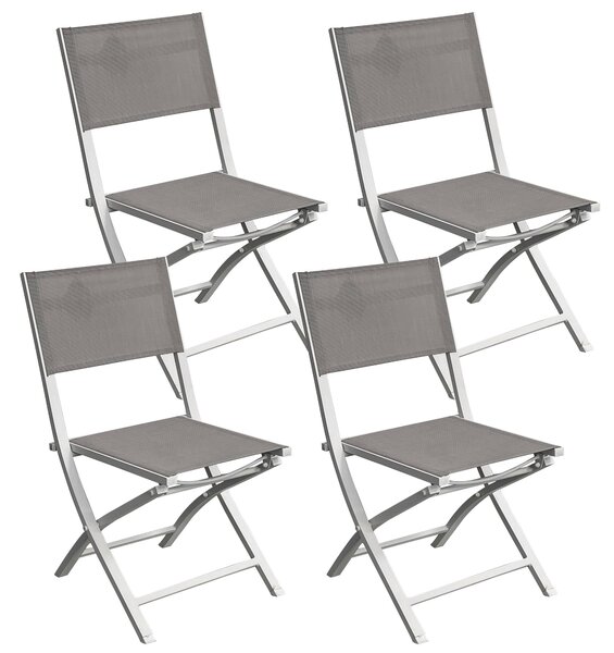 Set 4 Sedie da Giardino 57x46x86 cm in Alluminio Bianco-Grigio