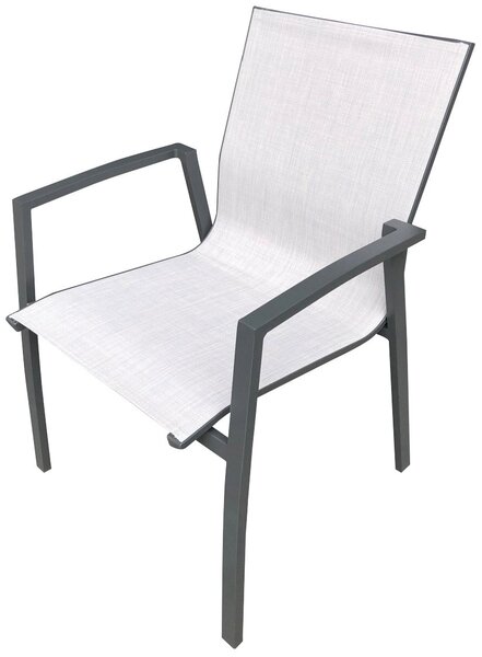 Set 4 Sedie da Giardino 59x57x88 cm in Alluminio e Textilene Grigio