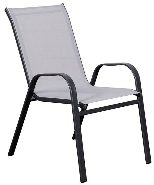 Set 4 Sedie da Giardino 67x57x107 cm in Metallo e Textilene Grigio Chiaro