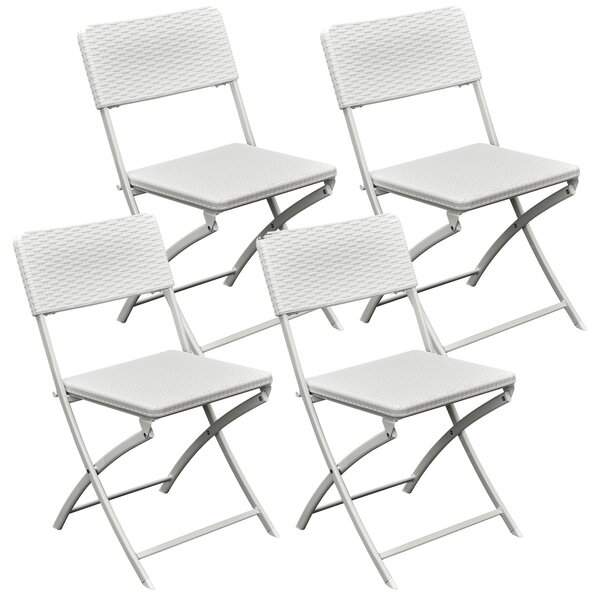 Set 4 Sedie Pieghevoli da Giardino 54x44,5x80,5 cm in Acciaio Bianco