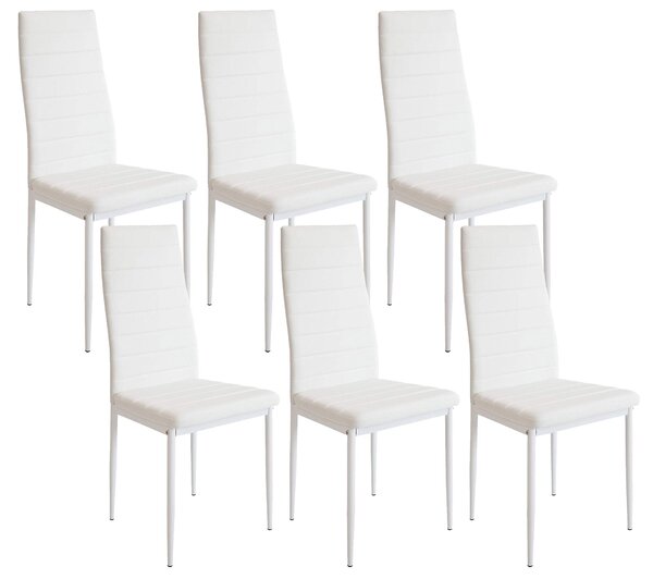 Set 6 Sedie 42x40x82 cm in Similpelle Bianco