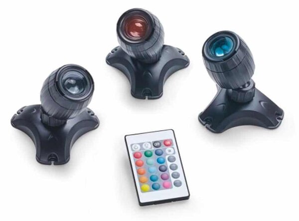 Set 3 Faretti per Laghetti da Giardino a LED con Telecomando