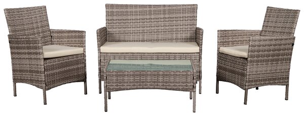 Set da Giardino Divano 2 Poltrone e Tavolino in Wicker Sintentico