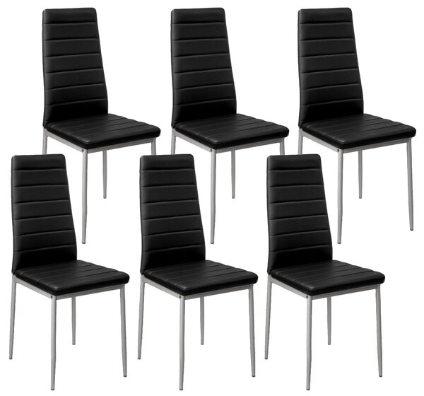 Set 6 Sedie 42x40x82 cm in Similpelle Nero
